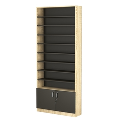 Стеллаж из ДСП с 8-ю полками 250x900 мм серии LEVEL-8 №11 (З/C - ДВП), Дуб Сонома + Черный