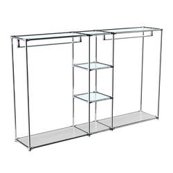 Хромированный стенд-вешало TD-48 №1-1 Хром (с прозрачными полками стекло 6мм), Ясень Анкор светлый - U31104