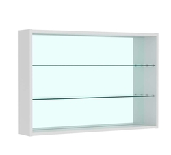 Витрина настенная №3-2Г с двумя полками из стекла и зеркалом, Серый