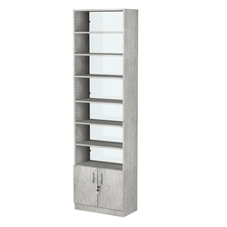 Стеллаж из ДСП с 6-ю полками 300x600 мм серии LEVEL-6 №5-1 (З/C - СТЕКЛО), Метрополитан Грей