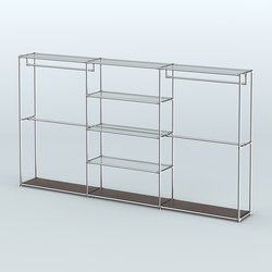 Торговая система ХРОМ без ДСП 3600 мм с прозрачными полками и поручнями №2, Дуб Венге