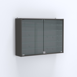 Витрина настенная №203-5А широкая с пятью стеклянными полками, Черный