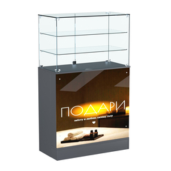 Прилавок со световым коробом и широкими полками №3, Темно-Серый