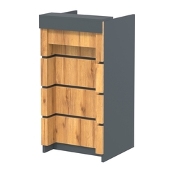 Торговый кассовый прилавок на колесах с утопленным фасадом №УФК-2-1, Темно-Серый  + Дуб Золотистый