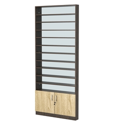 Стеллаж из ДСП с 10-ю полками 100x900 мм серии LEVEL-10 №8-2 (З/C - ЗЕРКАЛО), Дуб Венге + Дуб Сонома