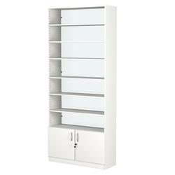 Стеллаж из ДСП с 6-ю полками 300x900 мм серии LEVEL-6 №12-1 (З/C - СТЕКЛО), Белый