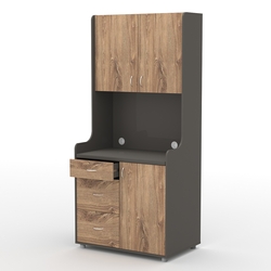 Офисная мини-кухня ЭЛЕГИЯ №4А, Черный + Дуб Канзас Коричневый