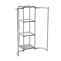 Хромированное вешало ВОЛНА №2-1 с полками стекло 6мм, Серый