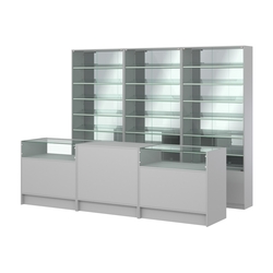 Комплект витрин с наклонными полками SL-6 №12-2 и прилавков ЭК-2, Серый