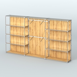 Торговая система ХРОМ (задняя стенка - ДСП) 3600 мм с зеркальными полками и поручнями №6, Дуб Золотистый