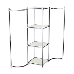 Хромированное вешало ВОЛНА №1-3 с полками ДСП 16мм, Белый