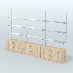 Система Neo Fix №8 со стеклянными полками и тумбами T-12, Дуб Сонома