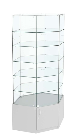 Витрина "Истра" угловая №918, шестигранная (З/С - стекло), Серый