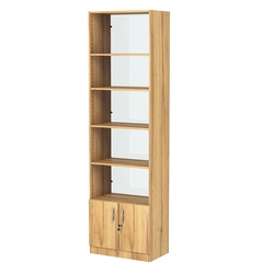 Стеллаж из ДСП с 4-мя полками 350x600 мм серии LEVEL-4 №6-1 (З/C - СТЕКЛО), Дуб Золотистый