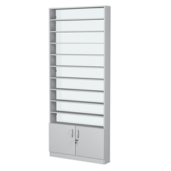 Стеллаж из ДСП с 9-ю полками 150x900 мм серии LEVEL-9 №9-1 (З/C - СТЕКЛО), Серый