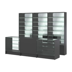 Комплект витрин с наклонными полками SL-6 №12-2 и прилавков ЭК-4, Черный