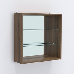 Витрина настенная №201-2Г открытая с зеркалом, Орех