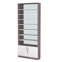 Стеллаж из ДСП с 7-ю полками 200x900 мм серии LEVEL-7 №10-2 (З/C - ЗЕРКАЛО), Ясень Анкор темный + Ясень Анкор светлый