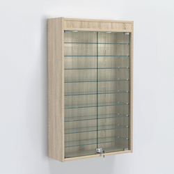 Витрина настенная №202-7А высокая с девятью полками и подсветкой, Дуб Сонома