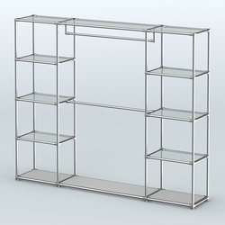 Торговая система ХРОМ без ДСП 2430 мм с прозрачными полками и поручнями №3, Серый