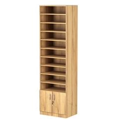 Стеллаж из ДСП с 9-ю полками 400x600 мм серии LEVEL-9 №7 (З/C - ДВП), Дуб Золотистый