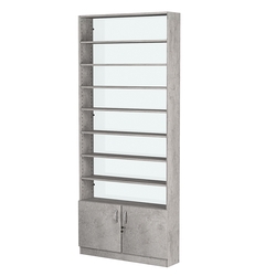 Стеллаж из ДСП с 7-ю полками 200x900 мм серии LEVEL-7 №10-1 (З/C - СТЕКЛО), Бетон Чикаго светло-серый F186 ST9