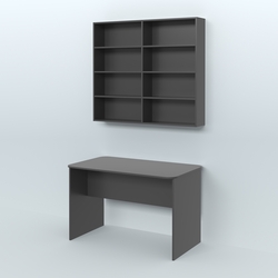 Распаковочный прямоугольный стол с антресолью для аптеки Р-02, Черный