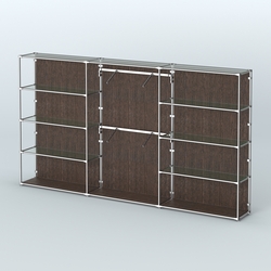 Торговая система ХРОМ (задняя стенка - ДСП) 3600 мм с прозрачными полками и поручнями №6, Дуб Венге