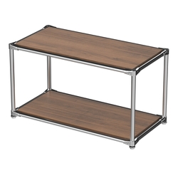 Хромированный стеллаж СТИЛЬ №4а-3 малый с полками ДСП, Орех