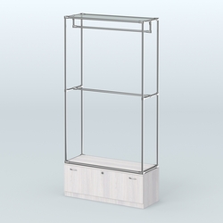 Торговая система ХРОМ без ДСП 1200 мм №1-1 с тумбой Т-11 и поручнями, Ясень Анкор светлый