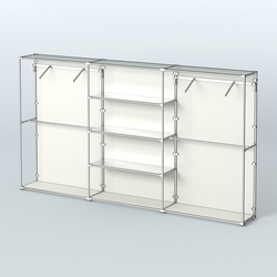 Торговая система ХРОМ (задняя стенка - ДСП) 3600 мм с зеркальными полками и поручнями №10, Белый