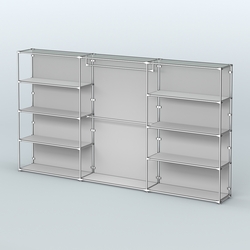 Торговая система ХРОМ (задняя стенка - ДСП) 3600 мм с полками ДСП и поручнями №1, Серый