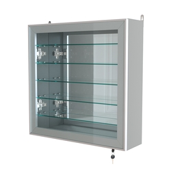 Витрина настенная №1-6А с пятью полками и зеркальной стенкой серии Collecto, Серый