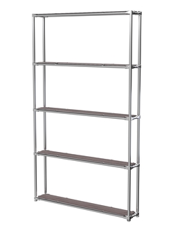 Торговый хромированный стеллаж с полками ДСП №2, Ясень Анкор темный - U31105