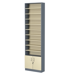 Стеллаж из ДСП с 9-ю полками 200x600 мм серии LEVEL-9 №3 (З/C - ДВП), Темно-серый + Крем Вайс