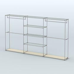 Торговая система ХРОМ без ДСП 3600 мм с прозрачными полками и поручнями №2, Крем Вайс