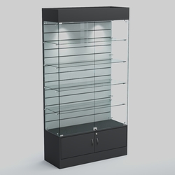 Витрина СЕТЬ №1-П с экономпанелью и полками, Aнтрацит+Белый