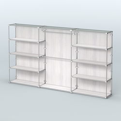 Торговая система ХРОМ (задняя стенка - ДСП) 3600 мм с полками ДСП и поручнями №1, Ясень Анкор светлый