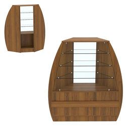 Торговый прилавок со стеклом серии БРИЗ №3 угловой (внешний угол), Орех