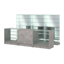 Комплект низких витрин ХП-11 и прилавков ЭК-4, Бетон Чикаго светло-серый F186 ST9