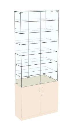 Высокая витрина ИСТРА №734 (задняя стенка - зеркало), Крем Вайс