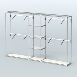 Торговая система ХРОМ без ДСП 3030 мм с зеркальными полками и поручнями №8, Белый