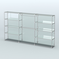 Торговая система ХРОМ (задняя стенка - стекло) 3600 мм с прозрачными полками и поручнями №1, Темно-Серый