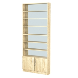 Стеллаж из ДСП с 6-ю полками 150x900 мм серии LEVEL-6 №9-2 (З/C - ЗЕРКАЛО), Дуб Сонома