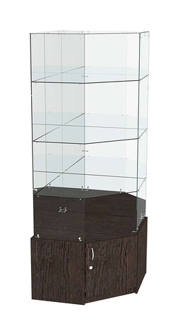 Витрина "Истра" угловая №116, пятигранная, (З.С-зеркало), без дверей., Дуб Венге