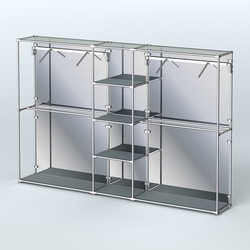 Торговая система ХРОМ (задняя стенка - зеркало) 3030 мм с полками ДСП и поручнями №12, Темно-Серый