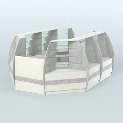 Торговый островок из стекла и дсп БРИЗ средний №3, Метрополитан Грей + Белый