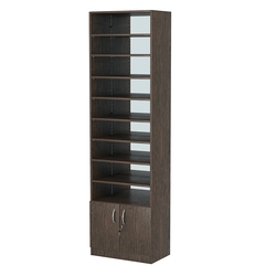 Стеллаж из ДСП с 8-ю полками 350x600 мм серии LEVEL-8 №6-2 (З/C - ЗЕРКАЛО), Дуб Венге