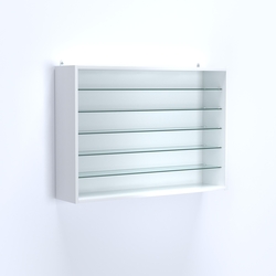 Витрина настенная №203-5Г открытая с пятью полками из стекла, Белый