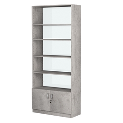 Стеллаж из ДСП с 4-мя полками 400x900 мм серии LEVEL-4 №14-1 (З/C - СТЕКЛО), Бетон Чикаго светло-серый F186 ST9